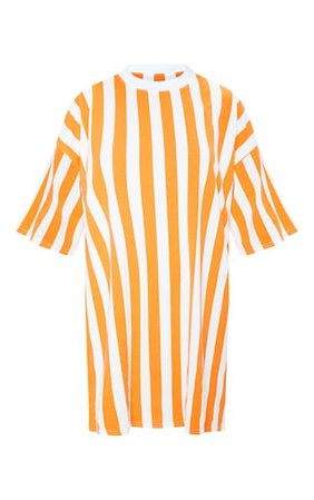 Orange Stripe Oversized Boyfriend T Shirt Dress | PrettyLittleThing USA
