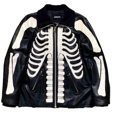 Mystery record sur Instagram : Neighborhood Bone Leather Jacket size M shoulder width-sleeve length-width-length 45-60-52-70(cm)