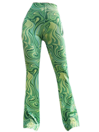 Green flared pants