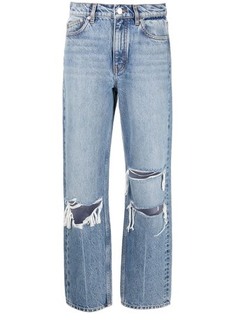 Maje Paros Distressed high-waisted Jeans - Farfetch