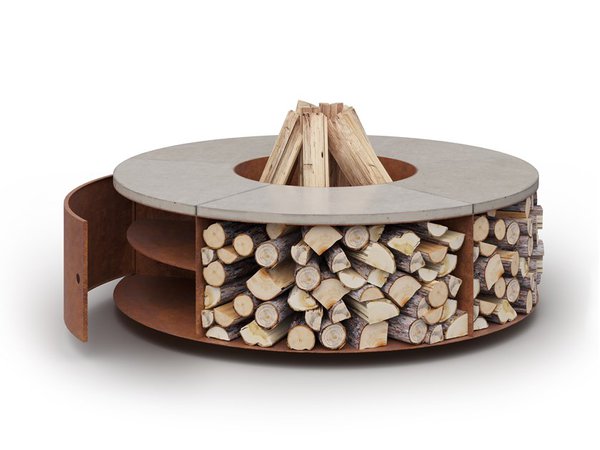 Wood-burning outdoor freestanding fireplace FUEGO CUBBI By Laubo