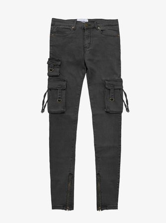 D-Ring Cargo Jeans in Washed Black