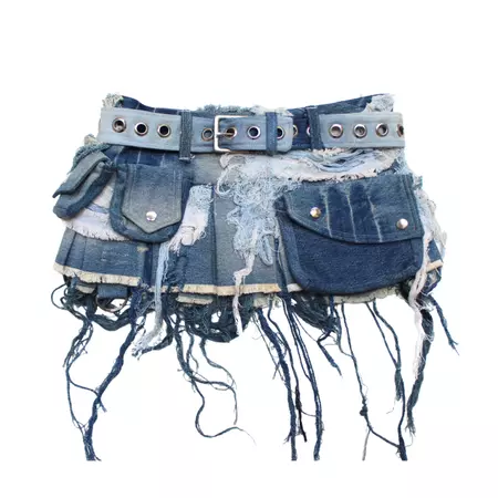 Hyper Distressed Pleated Denim Utility Skirt – ap0cene