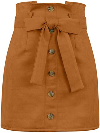 Meyeeka Faux Leather Skirts for Women Vintage High Waist Classic Comfy Mini Pencil Skirt S Army Green at Amazon Women’s Clothing store