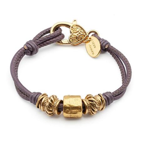 Polly Leather Bracelet with Goldplate Clasp and Beads – Lizzy James