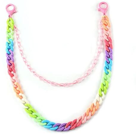 Amazon.com: YERTTER Punk Rainbow Layered Pants Jeans Chain Colorful Acrylic Pants Chain Goth Layered for Men Link Wallet Chain Trousers Chain Waist Body Chain Set for Women Man Egirls (Pink) : Clothing, Shoes & Jewelry