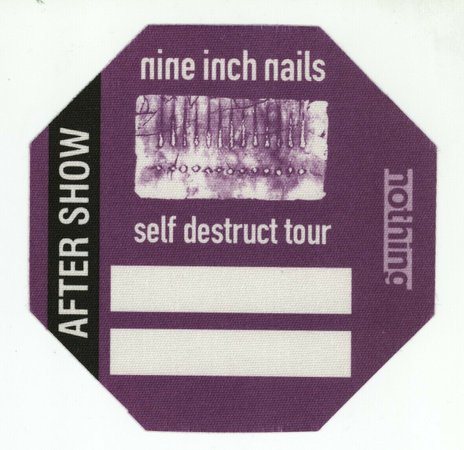 Nine Inch Nails 1994 Self Destruct Tour Purple AFTER SHOW Backstage Pass! NIN | eBay