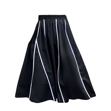 Black Full Skirt With Panels & White Contrast Tape | London Atelier Byproduct | Wolf & Badger