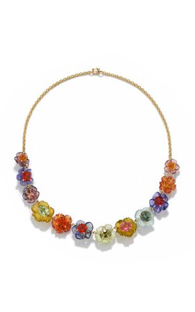 One of a Kind Tropical Flower Necklace set with Multiple stones by Irene Neuwirth | Moda Operandi