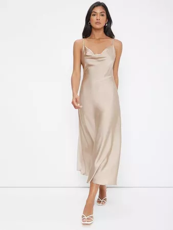 SHEIN Cowl Neck Solid Slip Dress | SHEIN USA