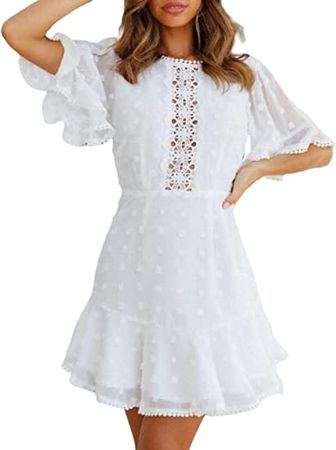 Miessial Women's Tied Waist Floral Mini Dress Summer Sleeveless Flowy Dress at Amazon Women’s Clothing store