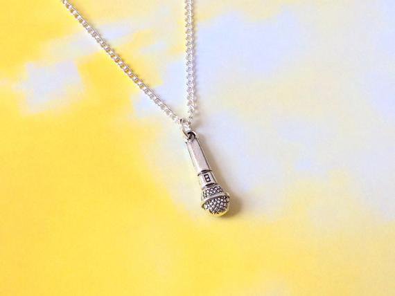 Microphone Necklace Music lover gift for singer music | Etsy