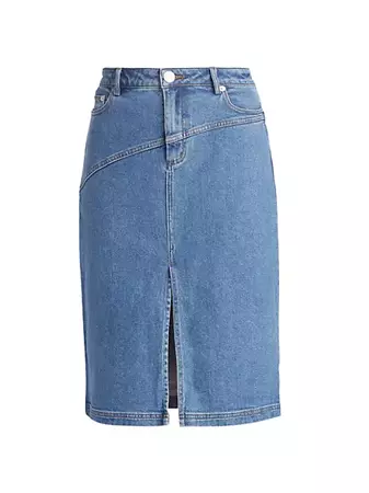 Shop Staud Denim Knee-Length Skirt | Saks Fifth Avenue