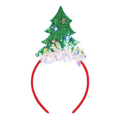 Hourui Christmas Tree LED Headgear Headband Christmas Party Show Dress Up (Green): Baby