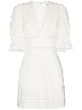 White Reformation Cassatt lace trim mini dress 1306033IVO - Farfetch