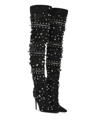 Dolce & Gabbana patchwork-denim 105mm Boots - Farfetch