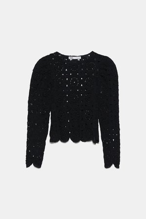 TEXTURED WEAVE TOP WITH VOLUMINOUS SLEEVES - NEW IN-WOMAN | ZARA United States black