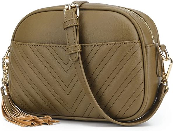 lola mae Quilted Crossbody Bag, Trendy Design Shoulder Purse (Olive): Handbags: Amazon.com
