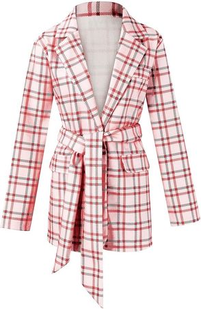 Amazon.com: Women's Casual Plaid Shacket Long Sleeve Jacket Coats Lapel Fashion Tops Blouse Trendy Outfits with Belt : Clothing, Shoes & Jewelry
