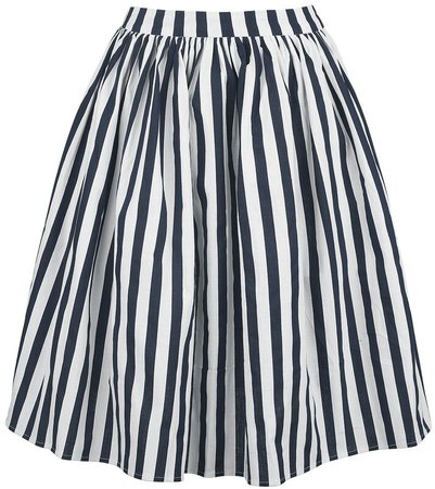 Jasmine Striped Swing Skirt | Collectif Clothing Mittellanger Rock | EMP
