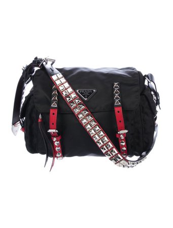 Prada Studded Vela Messenger Bag - Handbags - PRA250928 | The RealReal