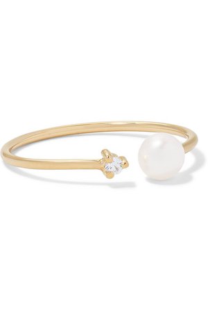 Mizuki | 14-karat gold, pearl and diamond ring | NET-A-PORTER.COM