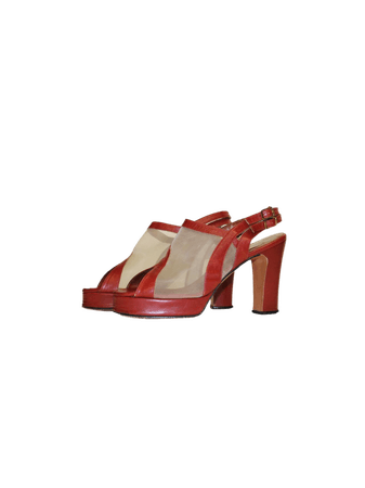 1970s red vintage shoes heels