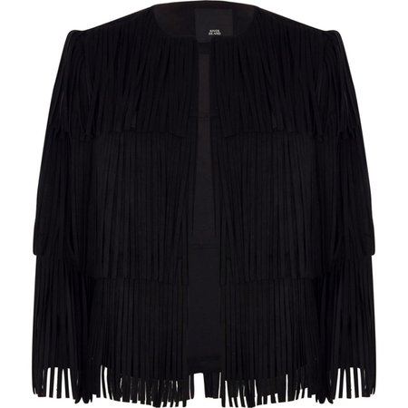 Black faux suede fringe jacket - Jackets - Coats & Jackets - women