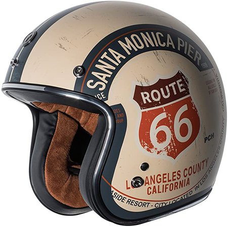 Amazon.com: TORC T5020PCH24 unisex-adult open-face style T50 Route 66 3/4 Helmet Graphic (Flat White PCH, Large) : Clothing, Shoes & Jewelry