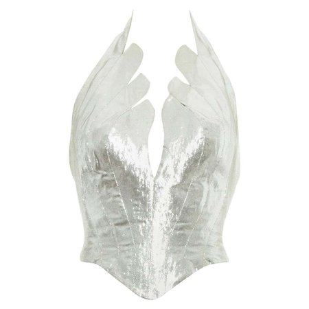 Thierry Mugler metallic silver bustier corset, fw 1978 For Sale at 1stDibs