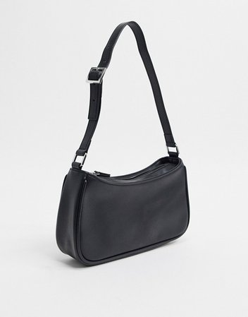Monki Odessa faux leather shoulder bag in black | ASOS