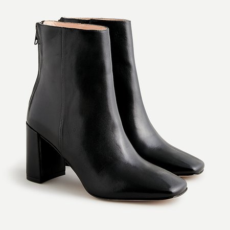 J.Crew: Leather Block-heel Ankle Boots For Women