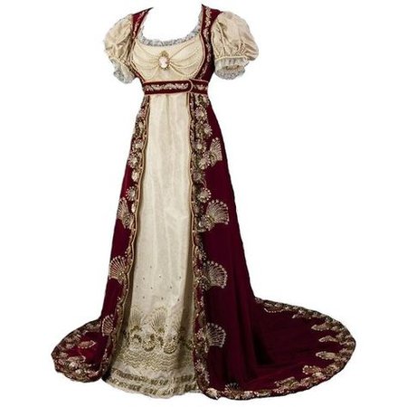 White/Cream & Dark Red Medieval/Victorian Gown