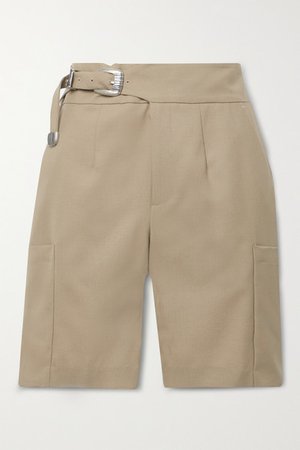 Diego Belted Wool-blend Shorts - Beige