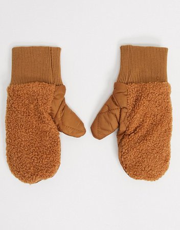 My Accessories London mittens in fleece and quilted nylon | ASOS