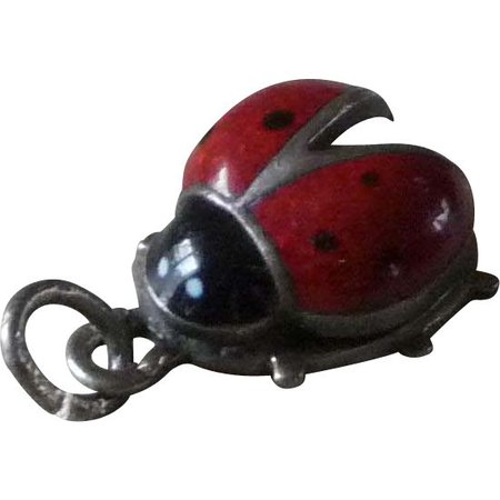 Vintage Lady Bug Charm Marked .835 Silver