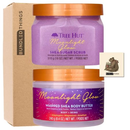 Amazon.com : Tree Hut Moonlight Glow Shea Body Scrub (18oz) and Moonlight Glow Shea Whipped Body Butter (8.4oz) - Paired with a Bundled Things Bear Magnet : Beauty & Personal Care