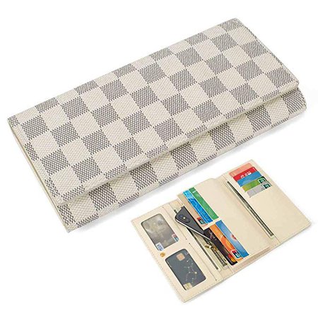 Trifold Wallets for Women Leather Clutch Checkbook Purse RFID Blocking with Credit Card Holder Organizer (Cream) at Amazon Women’s Clothing store: