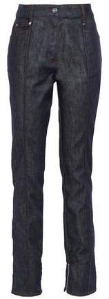 Zip-detailed High-rise Slim-leg Jeans