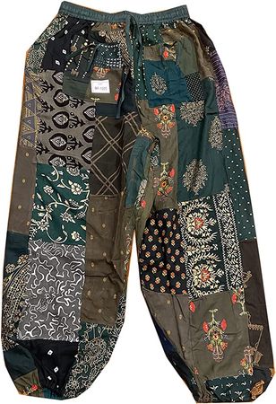 SAHIBA Handicraft India® Harem Pants for Women Patchwork Yoga Boho Palazzo Maternity PJ Clothing (Multi 1) at Amazon Women’s Clothing store