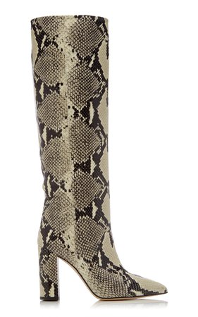 Snake-Effect Leather Knee Boots by Paris Texas | Moda Operandi