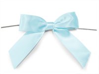 5" Light Baby Blue Pre-Tied Satin Gift Bows with Twist Ties, 12 pack | Nashville Wraps