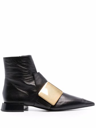 Shop Jil Sander buckle-detail pointed ankle boots with Express Delivery - FARFETCH