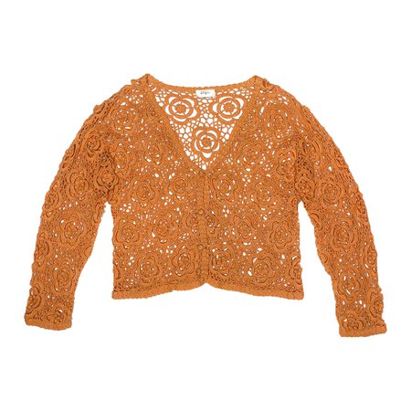 orange peach crochet button up cardigan