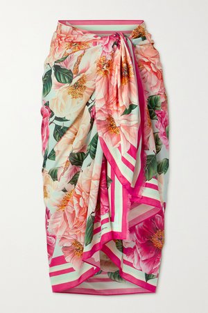 Pink Floral-print cotton-voile pareo | Dolce & Gabbana | NET-A-PORTER