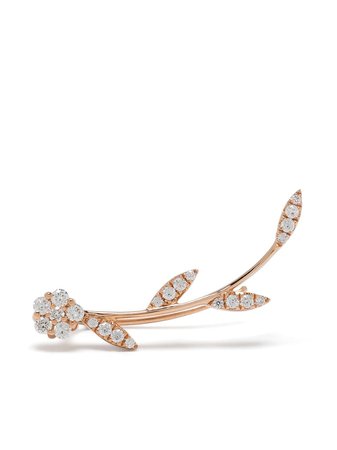 Djula 18kt rose gold diamond single leaf earring - FARFETCH