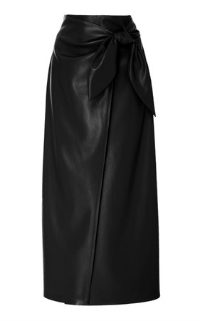 Nanushka Amas Tie Front Vegan Leather Midi Skirt Size: M