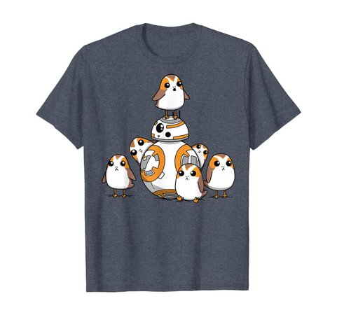 Amazon.com: Star Wars Porgs Having Fun With BB-8 Portrait T-Shirt: Clothing