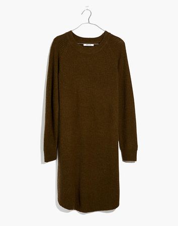 Curved-Hem Sweater-Dress olive