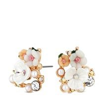 Mood Silver plated clear floral hoop earrings | Debenhams
